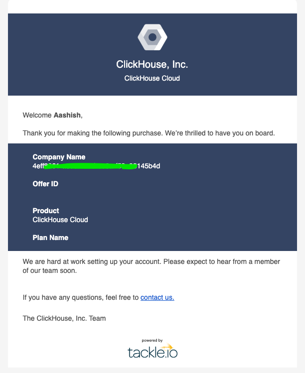 GCP Marketplace 확인 이메일