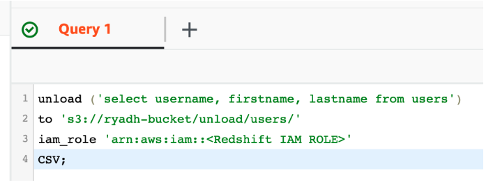 Redshift에서 S3로 UNLOAD